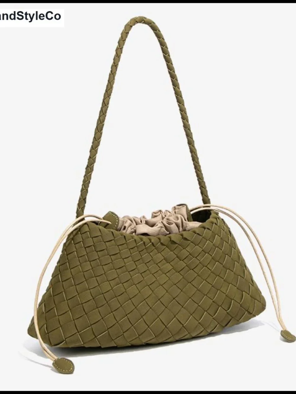 Woven Hobo Bag Suede PU Leather Shoulder Tote Handbag